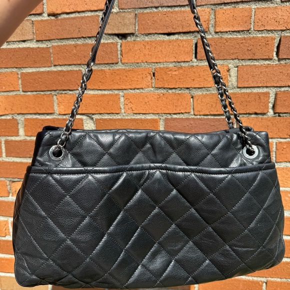 Chanel Black Quilted Leather Shopper Tote Shoulder Bag Silver Hardware - Picture 7 of 17